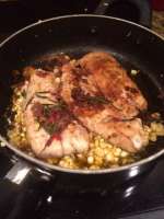 Pan seared Seatrout w/ Rosemary and Corn.... MMM
