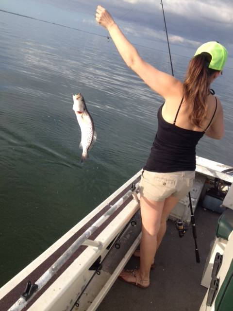 Chelsi Blouse showing off with a Speckled trout