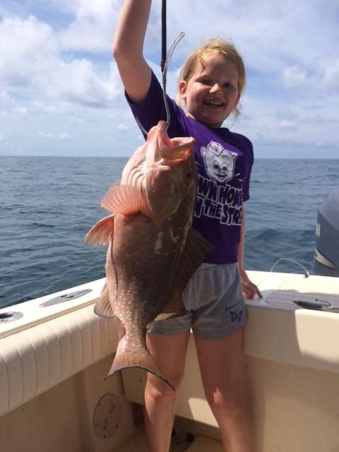 Little Katie landed this nice red grouper with Captain John