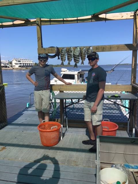 Captain John's crew with a little dinner for tonight