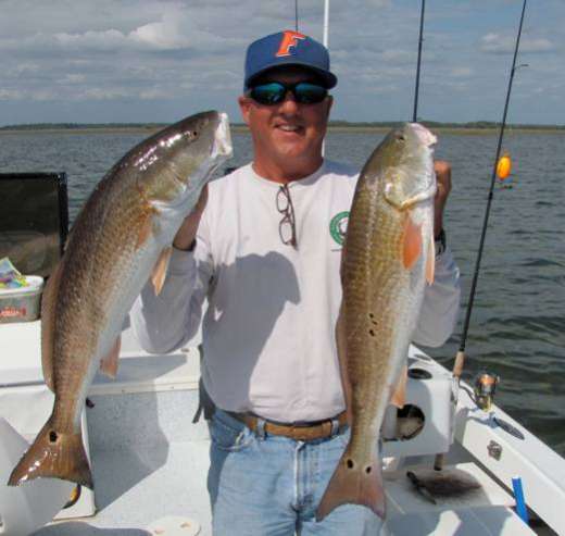 Captain Steve With Two Nice Steinhatchee Redfish