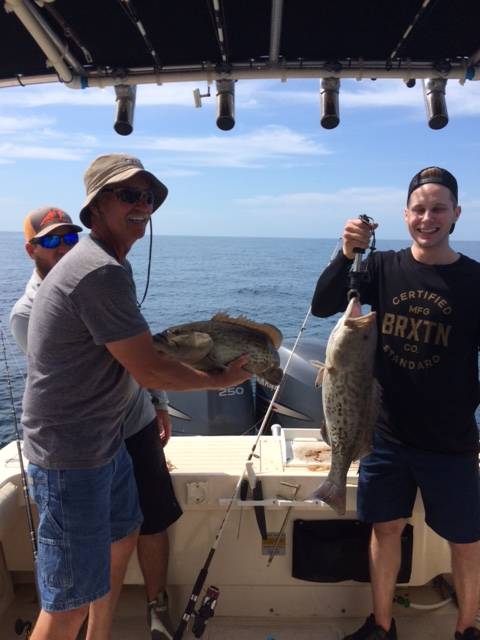 Gag grouper double header, released unharmed